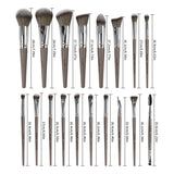 MAANGE -18 pcs face and eyes professional brushes-Brown