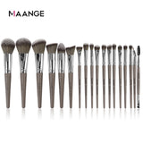 MAANGE -18 pcs face and eyes professional brushes-Brown