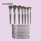MAANGE -18 pcs face and eyes professional brushes-Brown