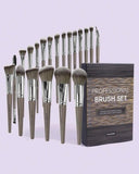 MAANGE -18 pcs face and eyes professional brushes-Brown
