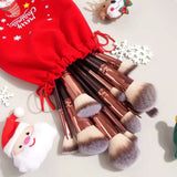 Maange 18 pcs face and eyes professional brushes with velvet pouch - Wine-Red