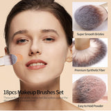 MAANGE Makeup Brushes , 18 Pcs Professional Makeup Brushes Set - CHAMPAGNE
