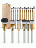 MAANGE 19 PCS Makeup Brushes with Case Premium Brush Set- GOLD & GREY