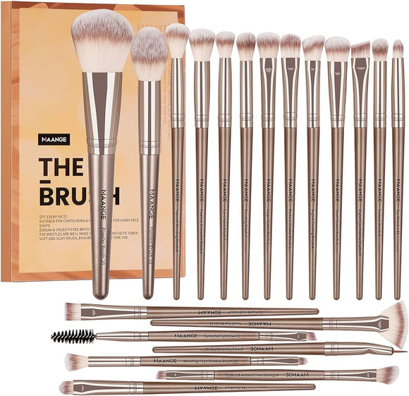 Maange 18 Pcs Professional Makeup Brushes-Grey