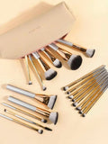 MAANGE 19 PCS Makeup Brushes with Case Premium Brush Set- GOLD & GREY