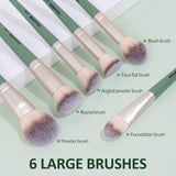 Maange 18 pcs face and Eyes professional brush set : GREEN