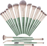 Maange 18 pcs face and Eyes professional brush set : GREEN