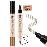 Beauty Glazed 2 IN 1 Four Tiny Fork Tip Eyebrow Pen With Eyeliner Micro-
