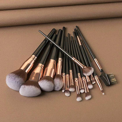 Maange 15 pcs professional face and eyes brushes- BLACK