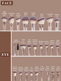 MAANGE 25 pcs professional eye and face brushes set - PINK