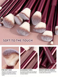 MAANGE -20 pcs professional makeup brushes- BURGUNDY