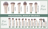 Maange 18 pcs face and Eyes professional brush set : GREEN