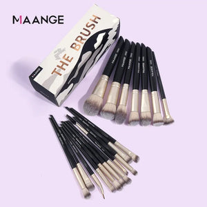 MAANGE -Black 18 Pcs Makeup Brushes Set  : WHITE BOX