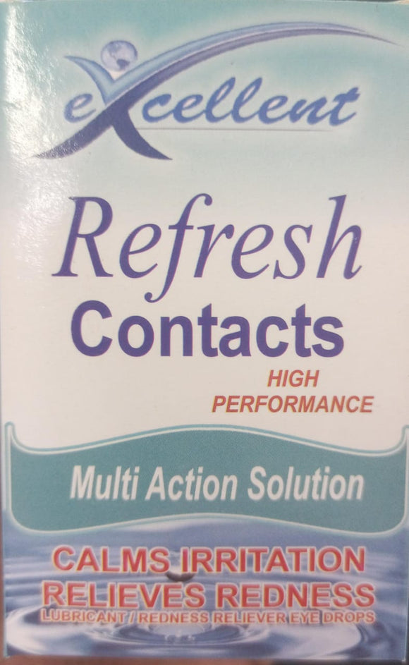 EXELLENT Refresh Contacts Eye Drops for all Contact Lens Wearers -30ml