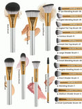 MAANGE 19 PCS Makeup Brushes with Case Premium Brush Set- GOLD & GREY