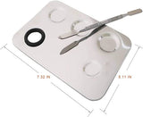 Makeup Mixing Palette with holes Spatula,Professional Makeup Palette Stainless Steel