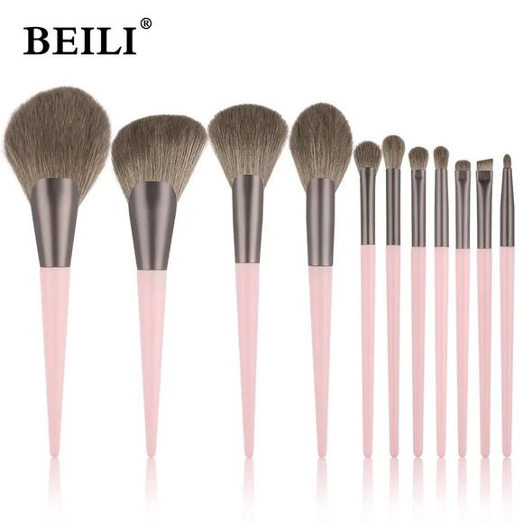 BEILI - 11 Pcs Eyeshadow And Face Brushes set- Pink