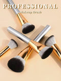 MAANGE 19 PCS Makeup Brushes with Case Premium Brush Set- GOLD & GREY