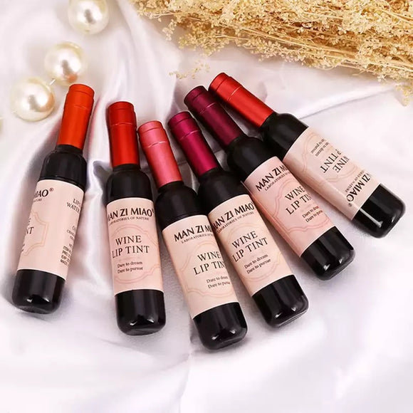 Wine lip tint 6 Colours Natural Liquid Lipstick Long Lasting Mini Make Up Lip Gloss Matte Lip Sticks Wine Bottle Cover