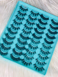 MAANGE Blue 20Pairs/Box Flase Eyelashes 3D Faux Mink Lashes Light Weight Wispy Volume Natural Long Fake Eye Lashes Thick