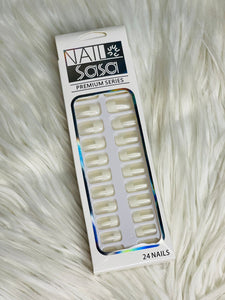 SASA COSMETICS - 24Pcs Press On French Nails - Pearl White: 04