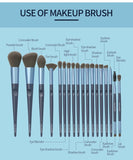 MAANGE BLUE 18 Pcs Makeup Brushes Set