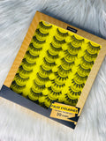 MAANGE Yellow 20Pairs Box Flase Eyelashes 3D Faux Mink  Light Weight Wispy Volume Natural Long  Eye Lashes